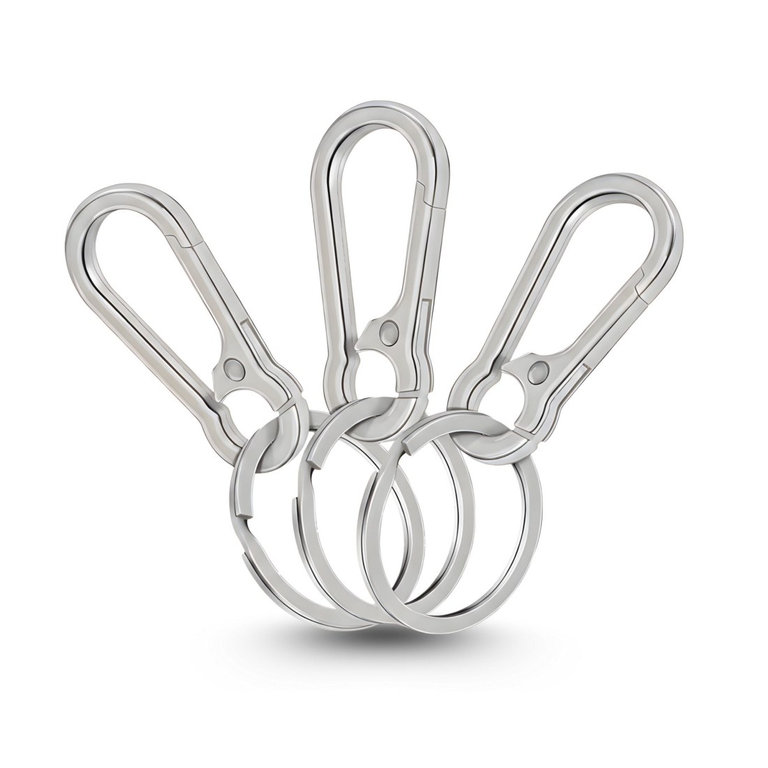 3er Set silberne Metall-Schlüsselkarabiner mit Schlüsselringen, langlebig und vielseitig für Schlüssel, Taschen, Rucksäcke oder Outdoor-Einsätze